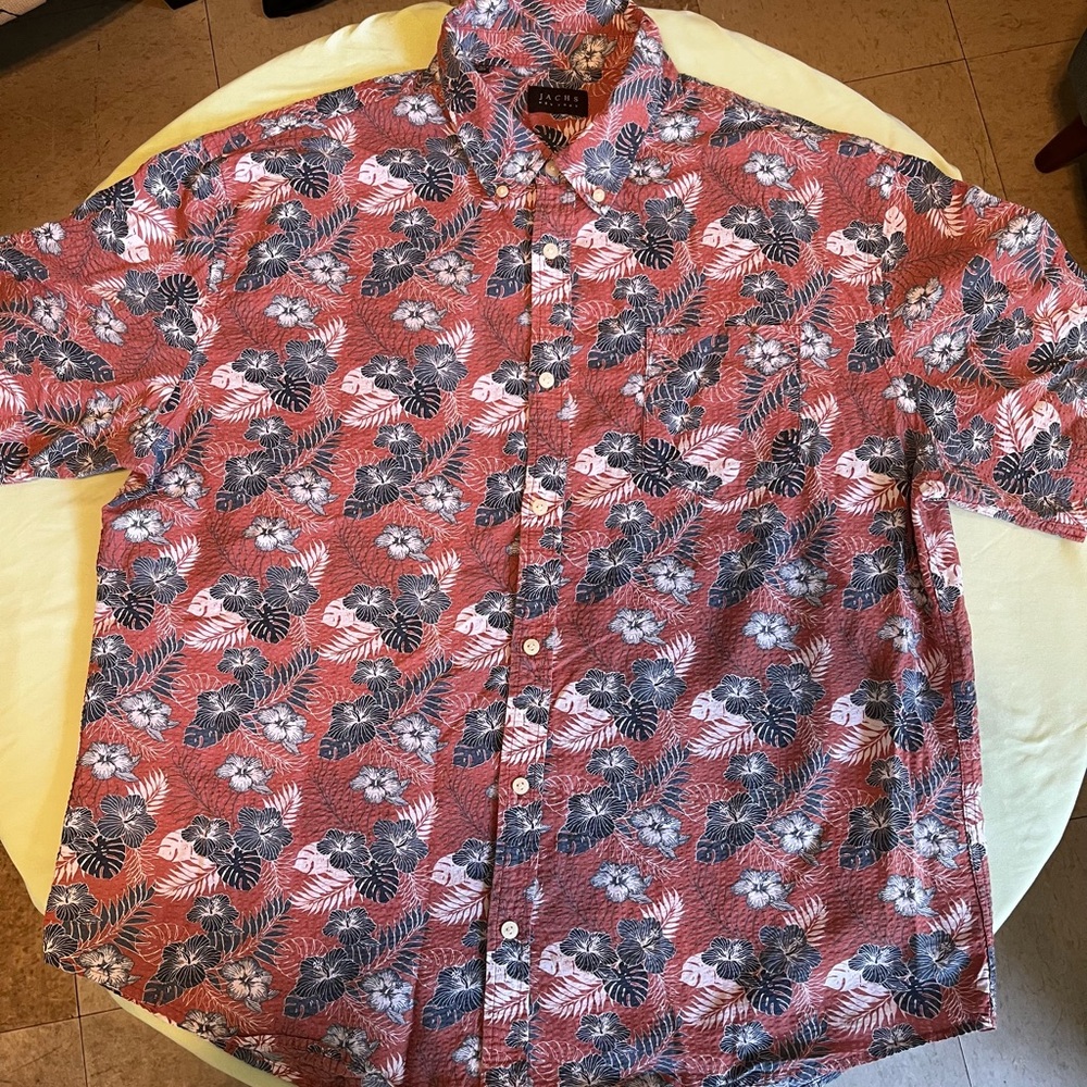 Jachs Red and Black Floral Casual Shirt XXL